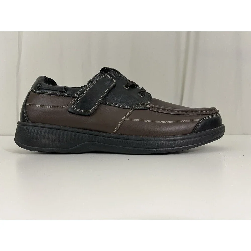 Orthofeet 422 Baton Rouge Mens Size 13 (E) Shoes Brown Black Leather Boat Loafer